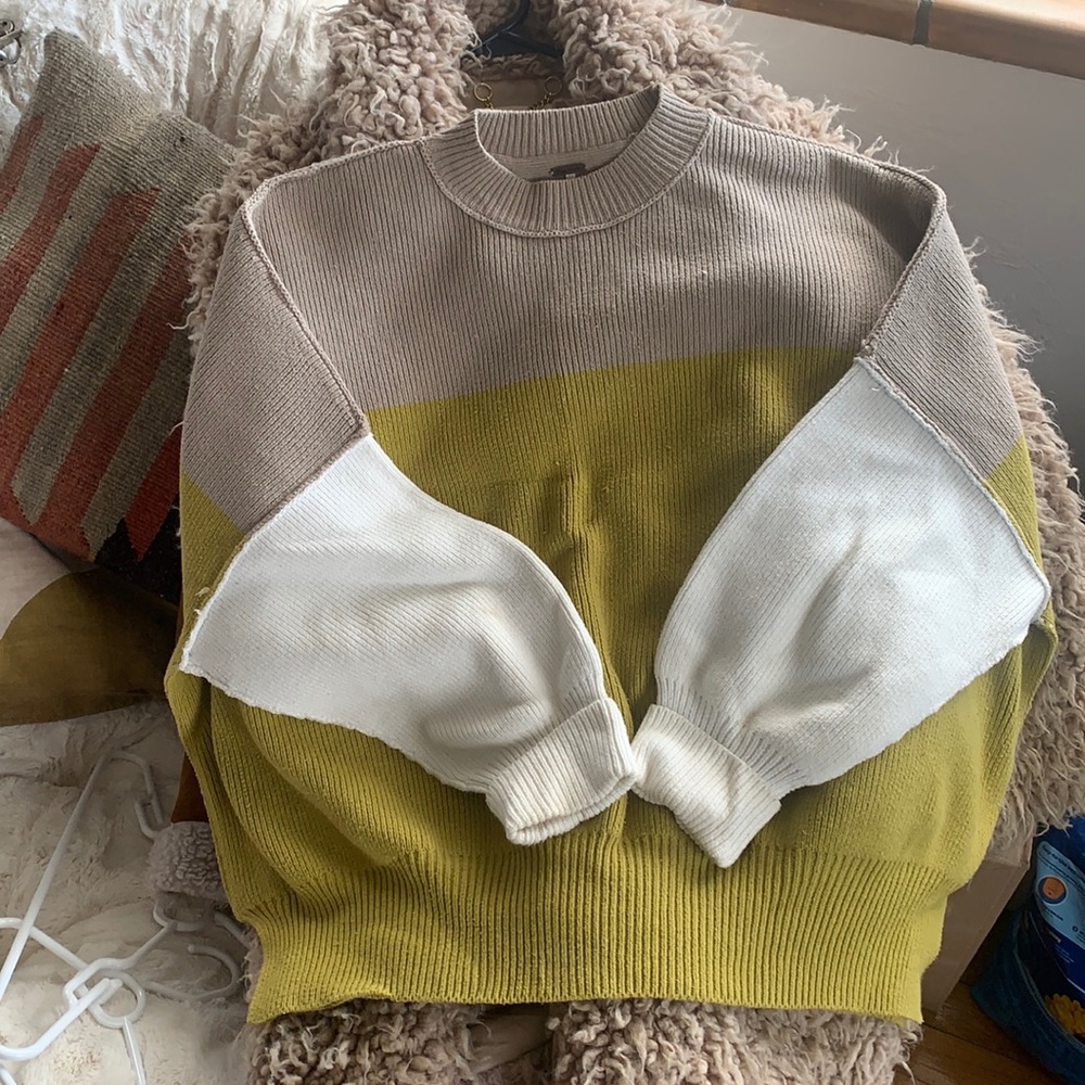 Free People Easy Street Color Block Sweater